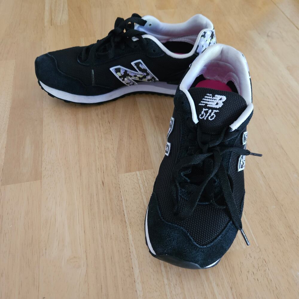 New Balance 515 V3 Black Purple Floral Sneakers Sz 8 EUC